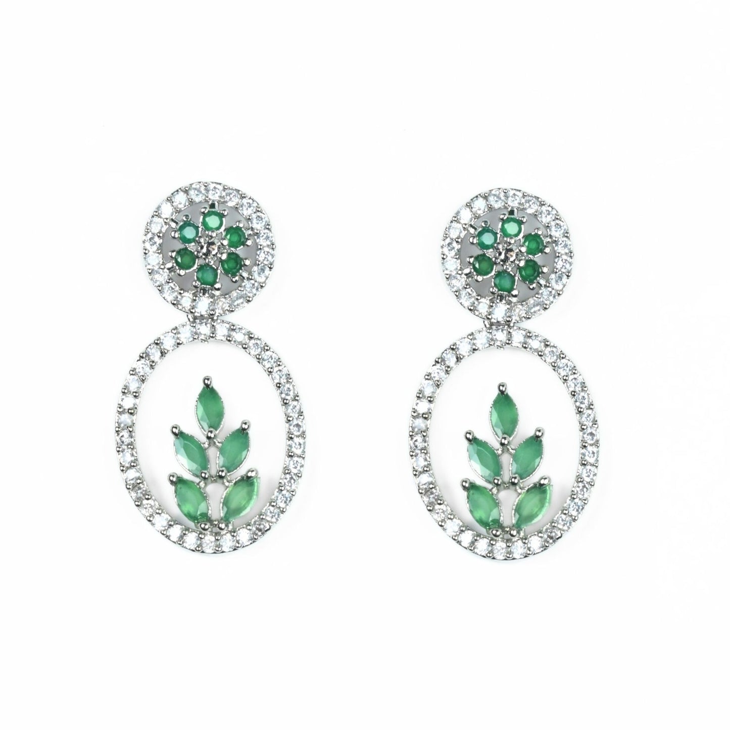 Leaflet Motif Rhodium Plated Necklace Set