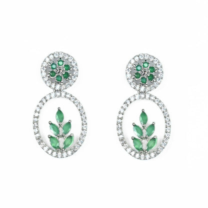 Leaflet Motif Rhodium Plated Necklace Set