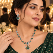 Leaflet Motif Rhodium Plated Necklace Set