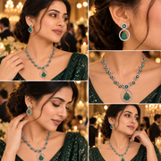 Leaflet Motif Rhodium Plated Necklace Set