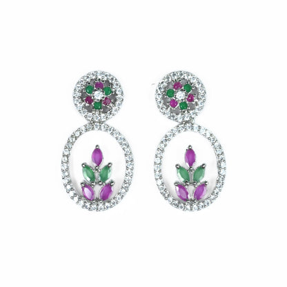 Leaflet Motif Rhodium Plated Necklace Set