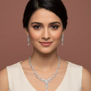 Emerald Enlace Rhodium Plated Necklace