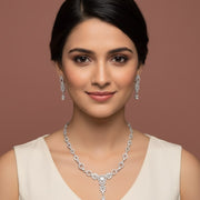 Emerald Enlace Rhodium Plated Necklace