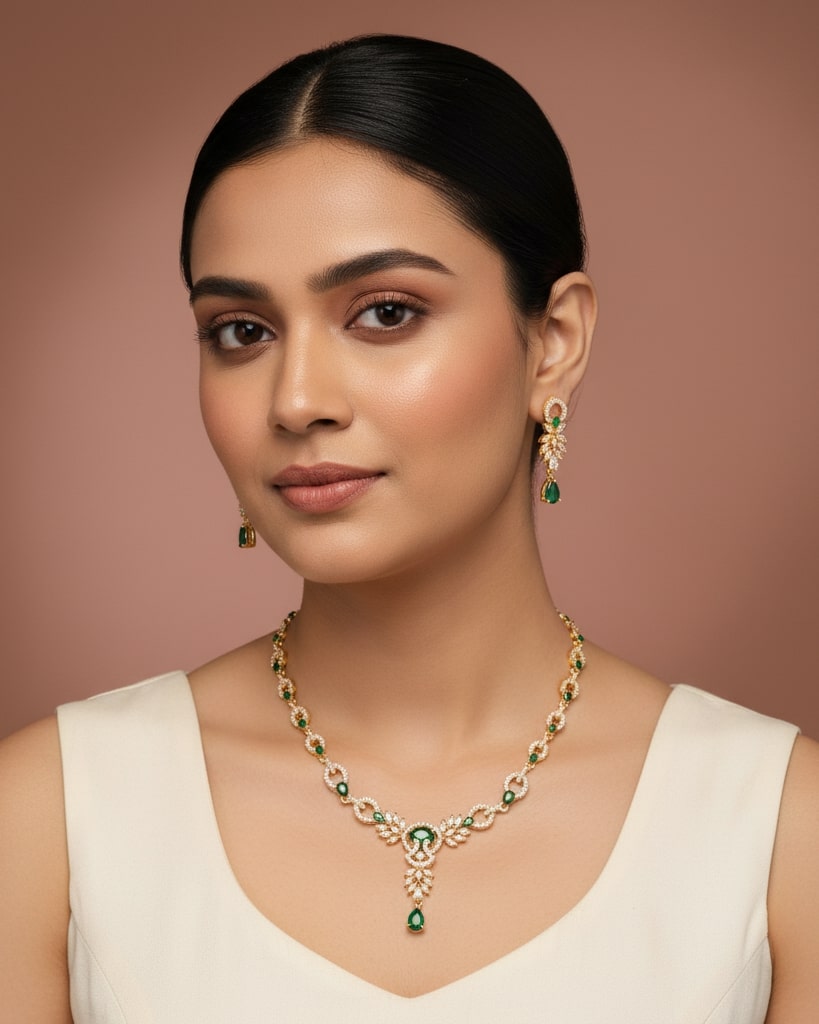 Emerald Enlace Gold Plated Necklace
