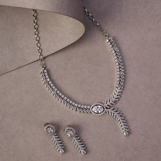 Royal Radiance CZ Rhodium Plated Necklace Set