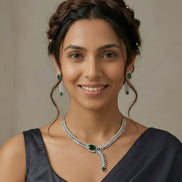 Royal Radiance CZ Rhodium Plated Necklace Set