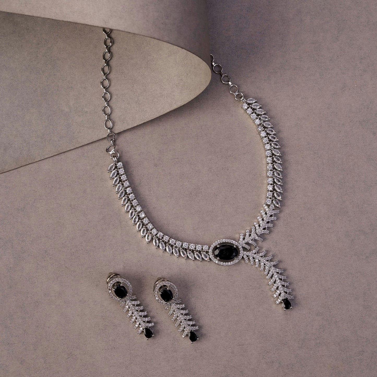 Royal Radiance CZ Rhodium Plated Necklace Set