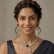 Royal Radiance CZ Rhodium Plated Necklace Set
