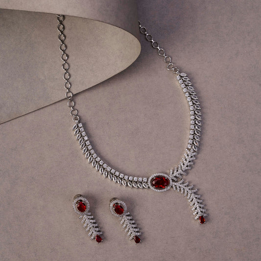 Royal Radiance CZ Rhodium Plated Necklace Set