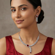 Royal Radiance CZ Rhodium Plated Necklace Set