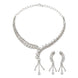 Radiant Rhodium-Plated Necklace Set with Sparkling Teardrop