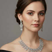 Intricate Royal Rhodium Plated Necklace Set