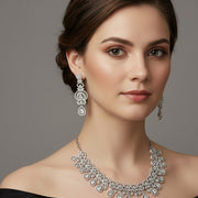 Intricate Royal Rhodium Plated Necklace Set
