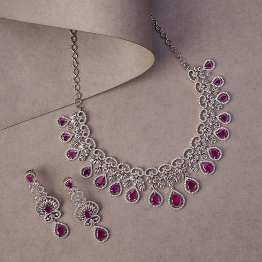 Intricate Royal Rhodium Plated Necklace Set