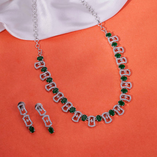 Royale Bloom Rhodium Plated Necklace Set