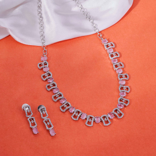 Royale Bloom Rhodium Plated Necklace Set