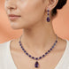 Rhodium Plated Emerald Green American Diamond Necklace Set with Teardrop Pendant & Matching Earrings