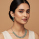 Elegant Emarald Floret Rhodium Plated Necklace Set