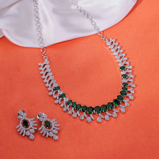 Sparkling Elegance Zirconia Rhodium Plated Necklace Set