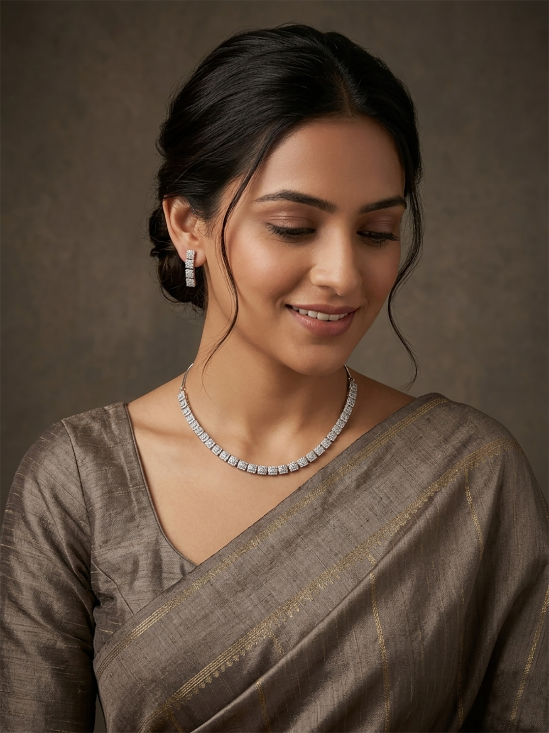 Enchanting Pave Cubic Zirconia Rhodium Necklace Set