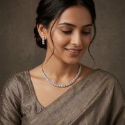 Enchanting Pave Cubic Zirconia Rhodium Necklace Set