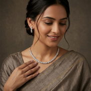 Enchanting Pave Cubic Zirconia Rhodium Necklace Set