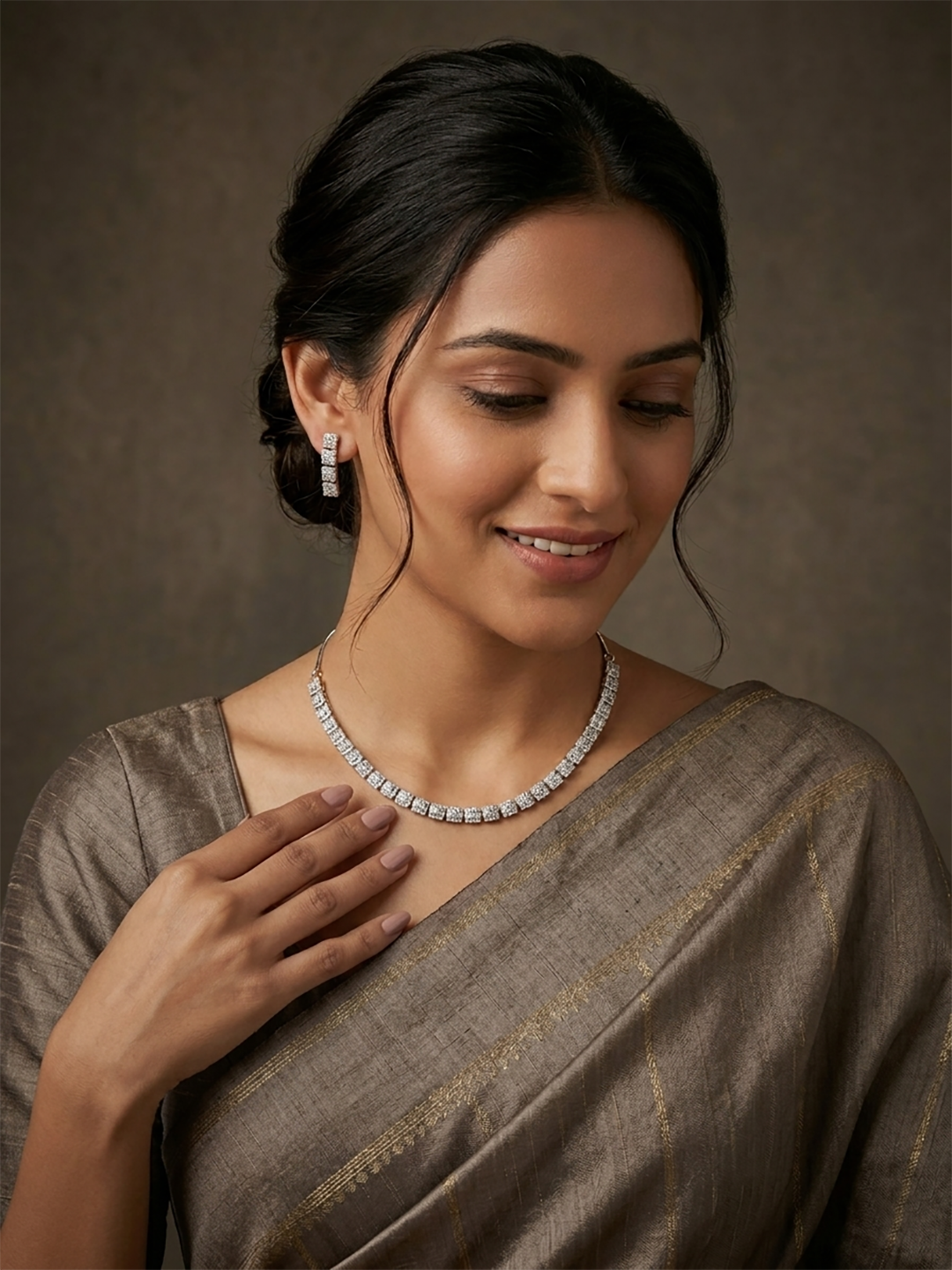 Enchanting Pave Cubic Zirconia Rhodium Necklace Set