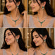 Rhodium Plated Floral Leaf Stone Necklace Set