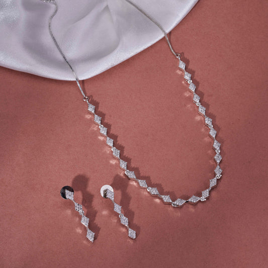 Dazzling Glacier Rhodium Plated Necklace Set