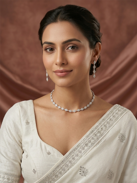 Dazzling Glacier Rhodium Plated Necklace Set
