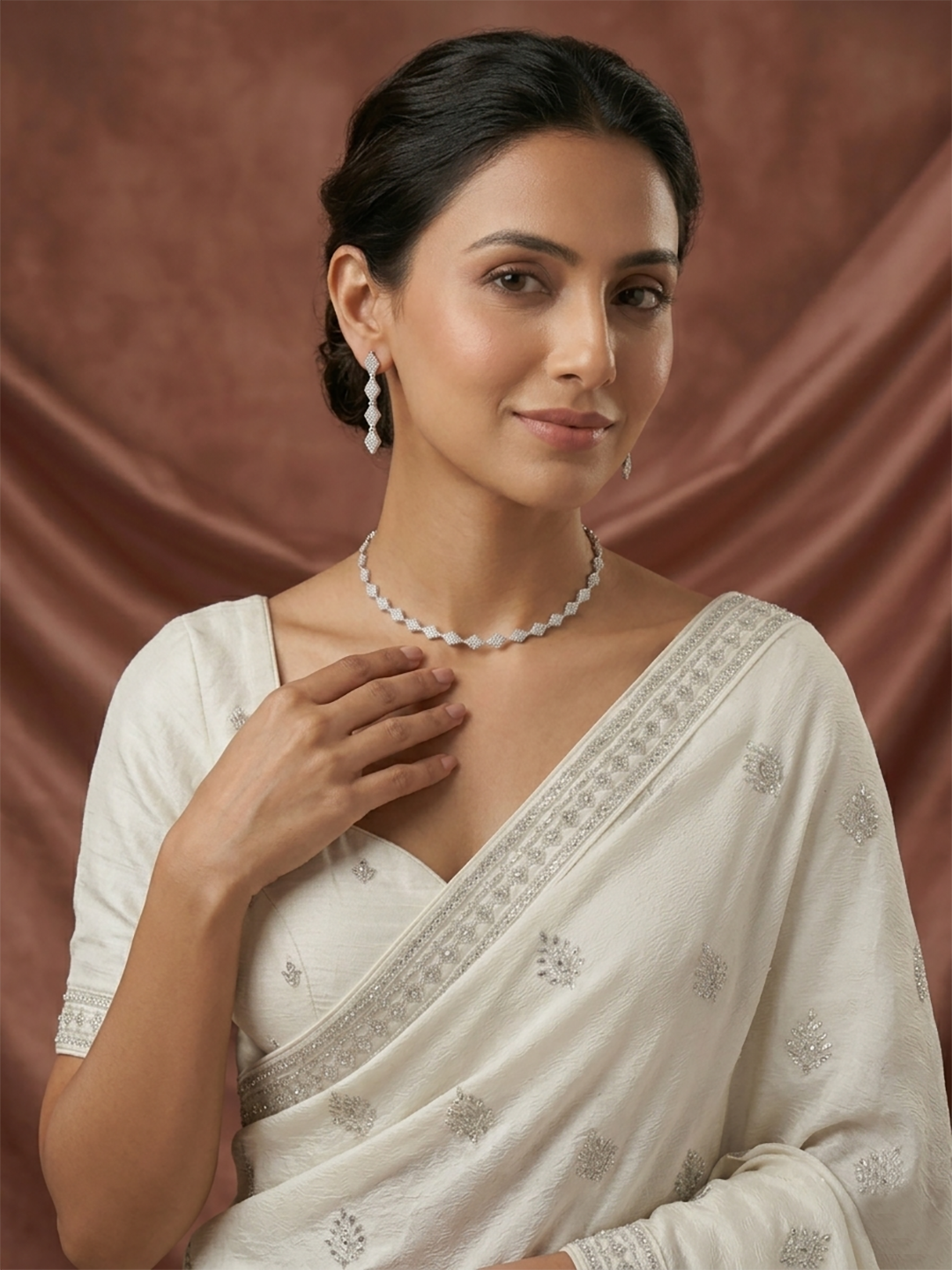 Dazzling Glacier Rhodium Plated Necklace Set