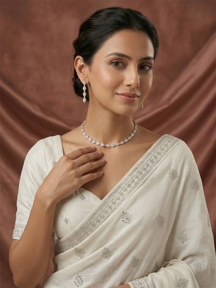 Dazzling Glacier Rhodium Plated Necklace Set
