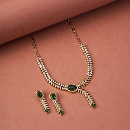 Royal Radiance CZ Gold Plated Necklace Set
