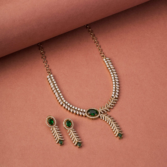 Royal Radiance CZ Gold Plated Necklace Set