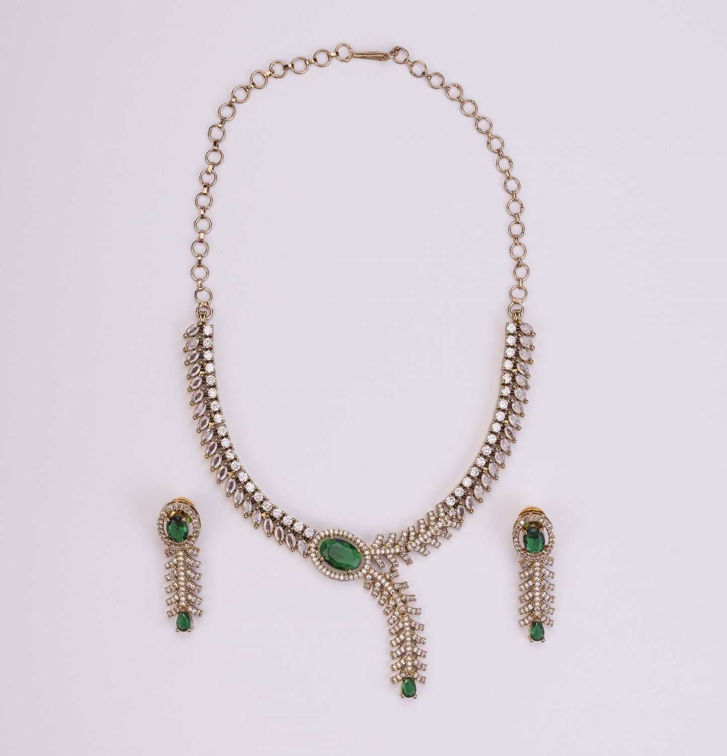 Royal Radiance CZ Gold Plated Necklace Set