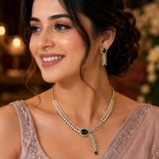 Gold Plated Leaf Vine Design American Diamond Necklace Set