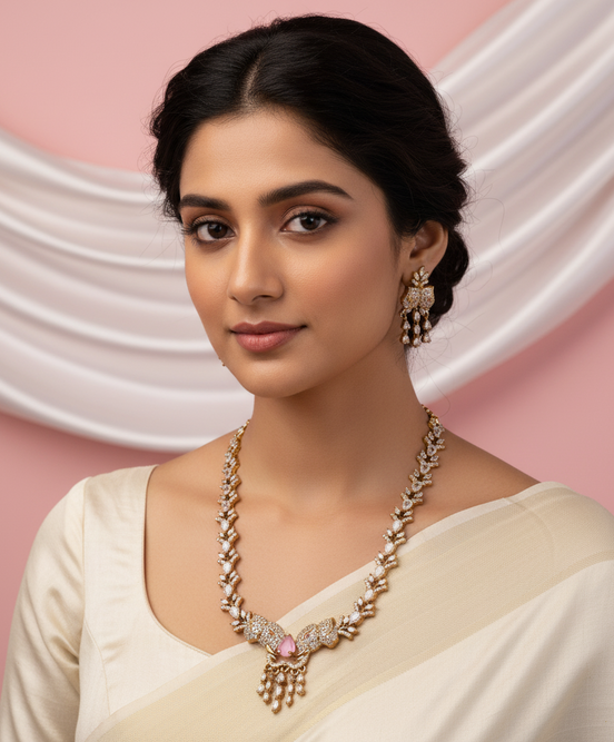 Mehendi Plated Elephant Motif Pattern Traditional Necklace Set
