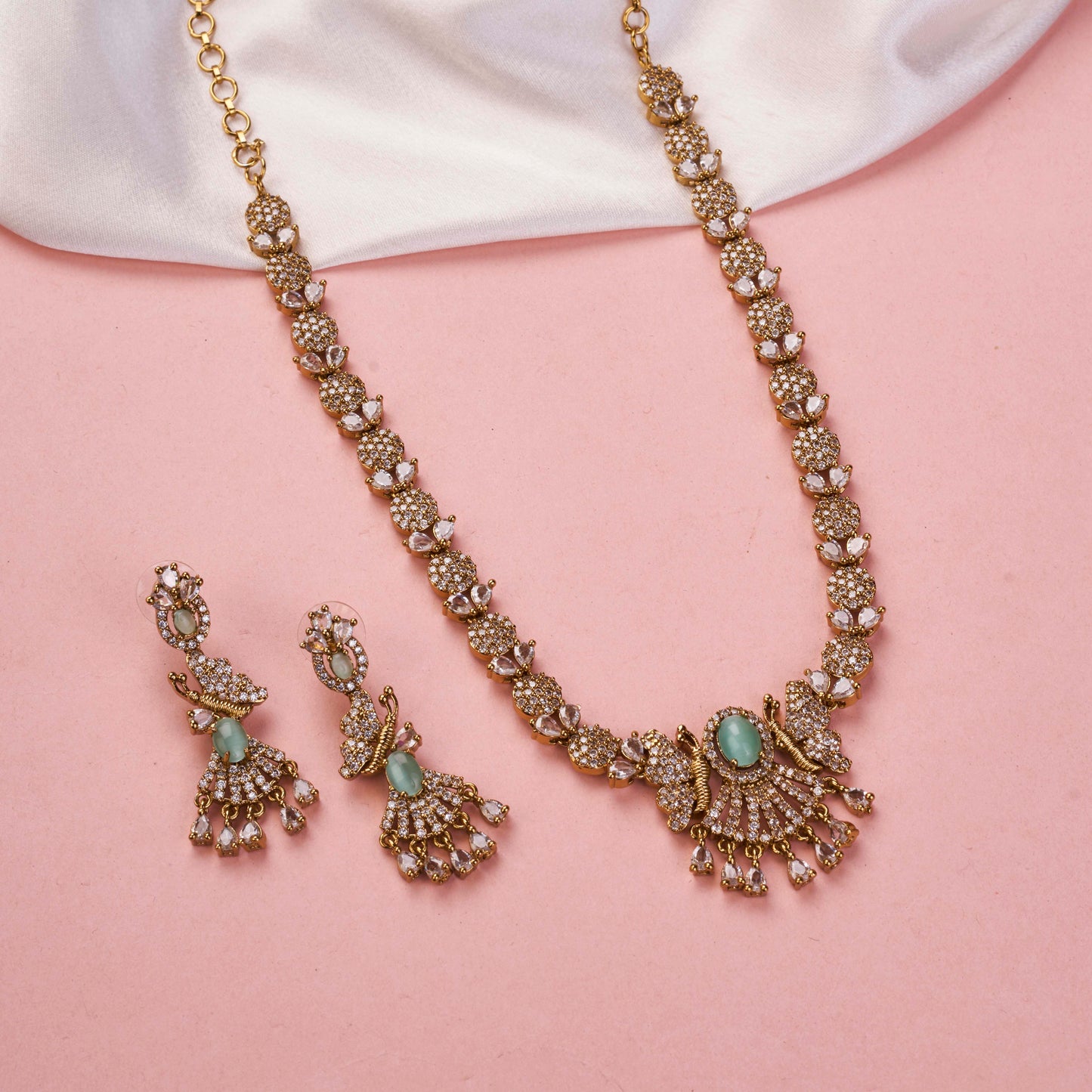 Enchanted Butterfly Mehendi Plated Necklace Set