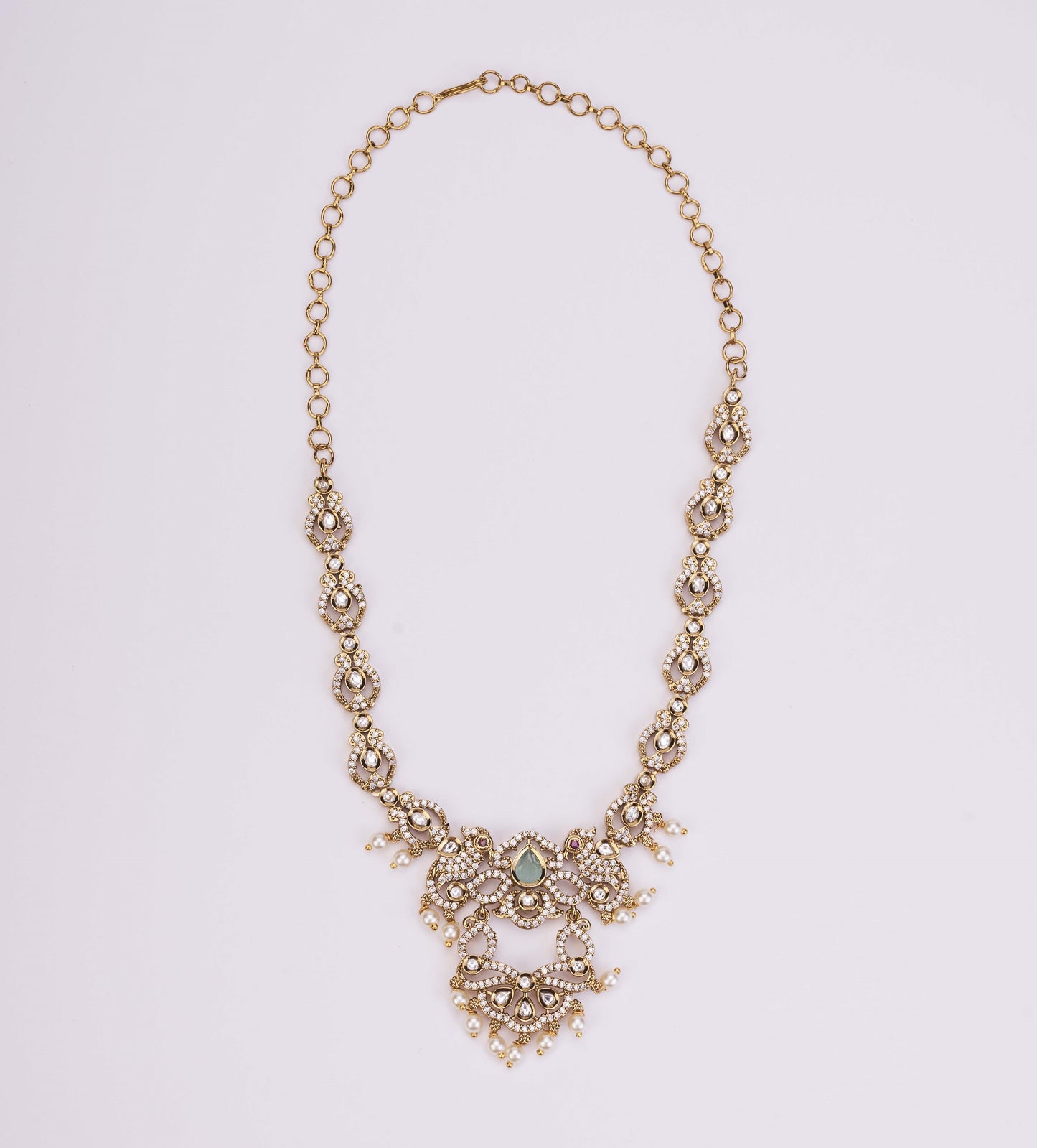 Bird Enchanted Mehendi Plated Necklace Set