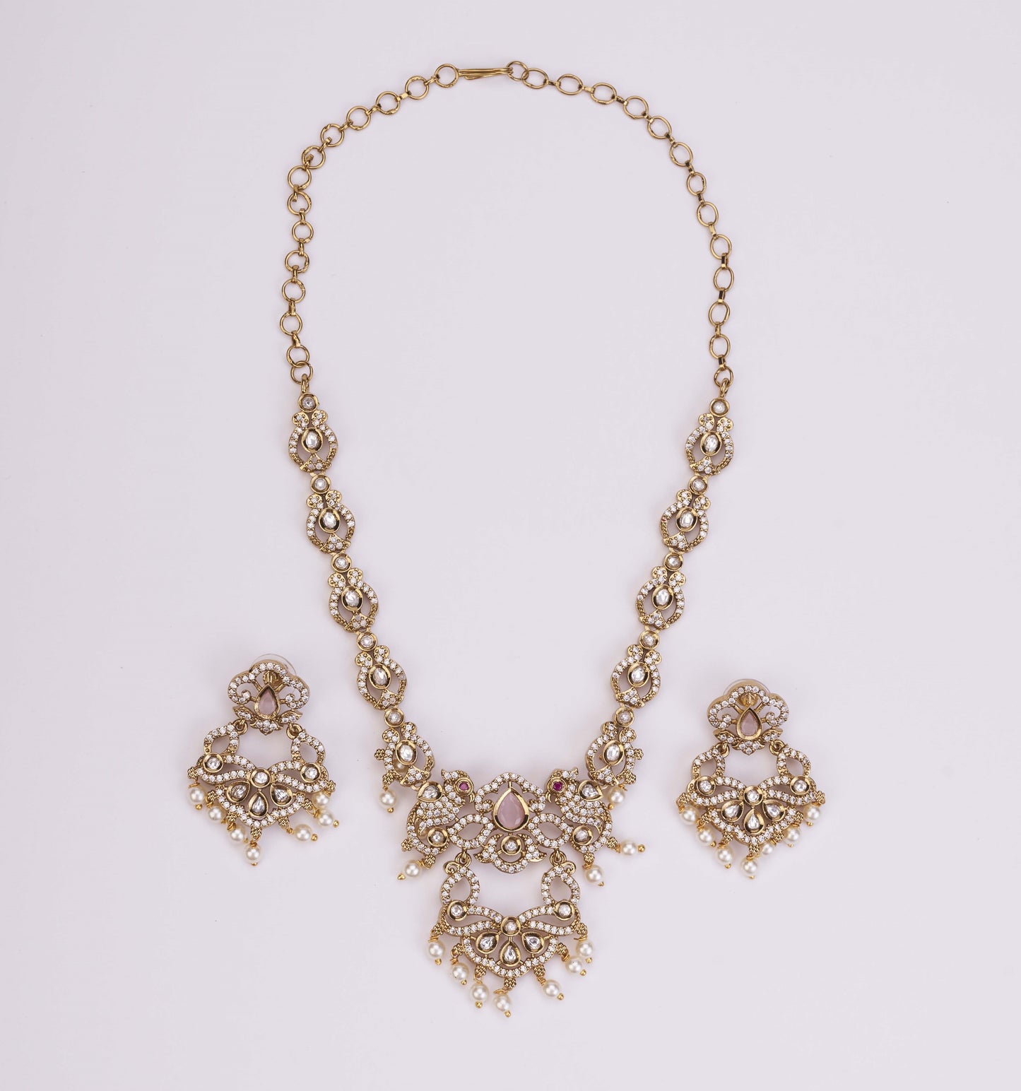 Bird Enchanted Mehendi Plated Necklace Set
