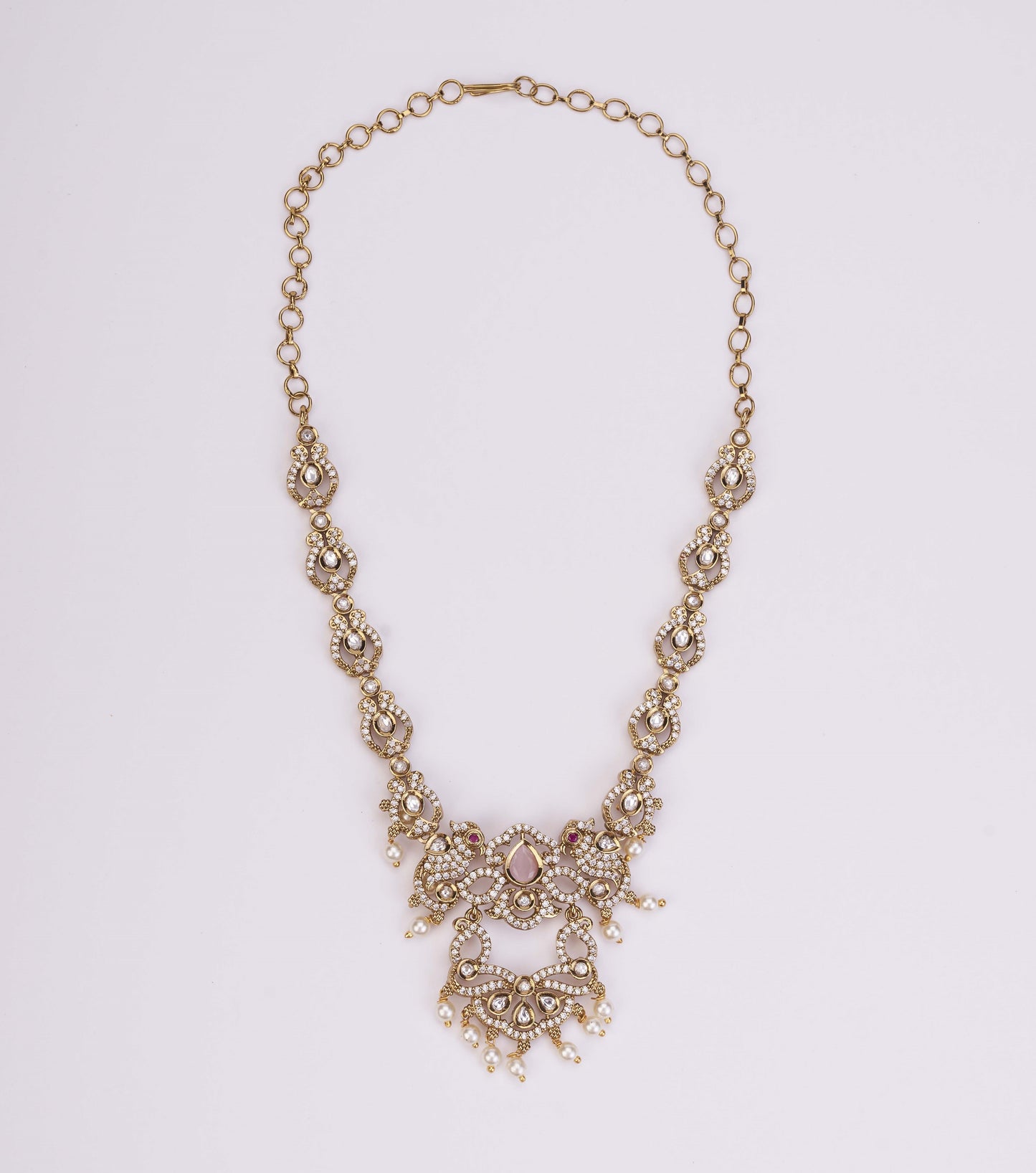 Bird Enchanted Mehendi Plated Necklace Set
