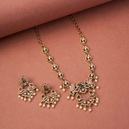 Bird Enchanted Mehendi Plated Necklace Set