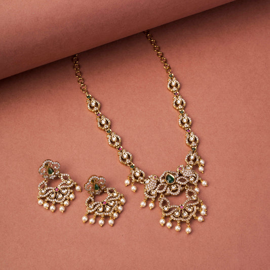 Bird Enchanted Mehendi Plated Necklace Set
