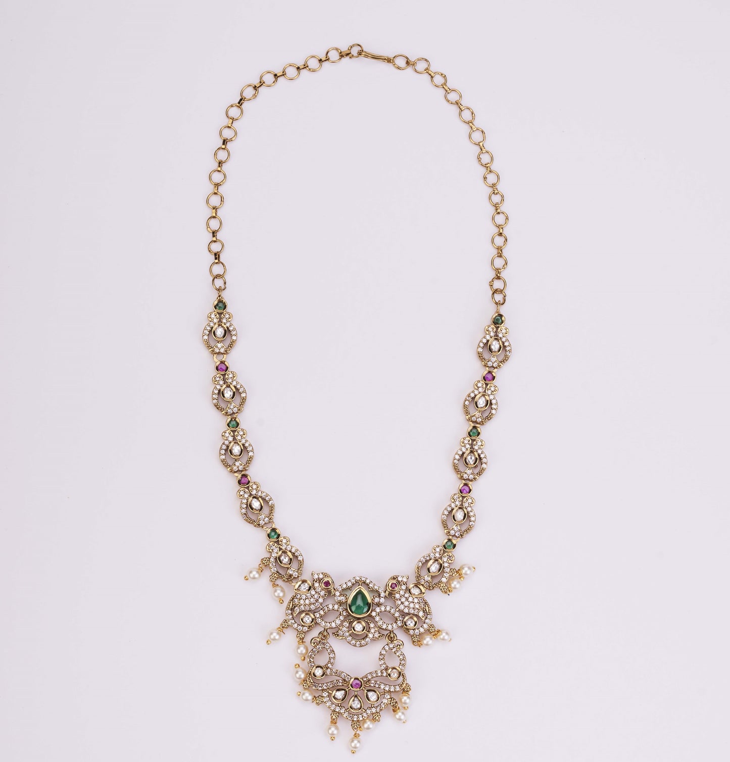 Bird Enchanted Mehendi Plated Necklace Set