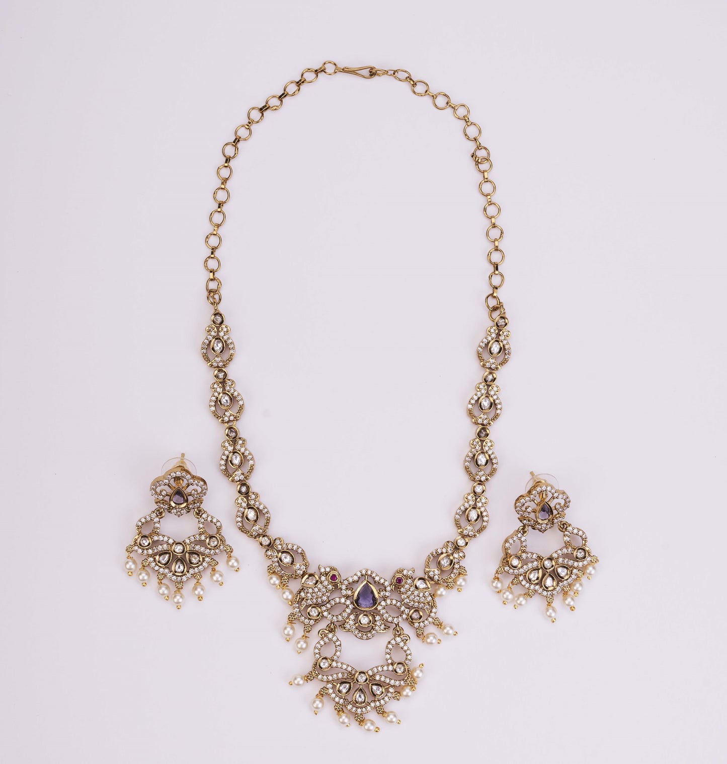 Bird Enchanted Mehendi Plated Necklace Set