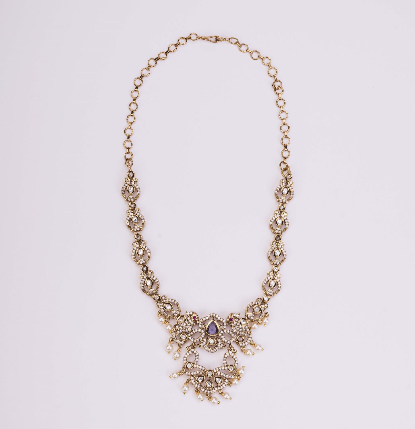 Bird Enchanted Mehendi Plated Necklace Set