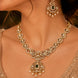 Circular Floral & Ornamental Pattern and Cascading Pearl Drops Necklace Set
