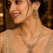 Circular Floral & Ornamental Pattern and Cascading Pearl Drops Necklace Set