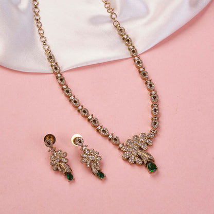 Adorned Dewdrop Mehendi Plated Necklace Set