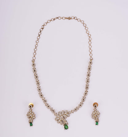 Adorned Dewdrop Mehendi Plated Necklace Set